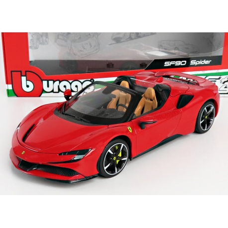 BURAGO - 1/18 - FERRARI - SF90 STRADALE HYBRID SPIDER 1000 hp OTVORENÉ 2020 - EXKLUZÍVNA CARMODEL - ROSSO CORSA 322